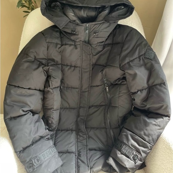 Steve Madden black Hooded Puffer Jacket NWOT - Picture 2 of 3